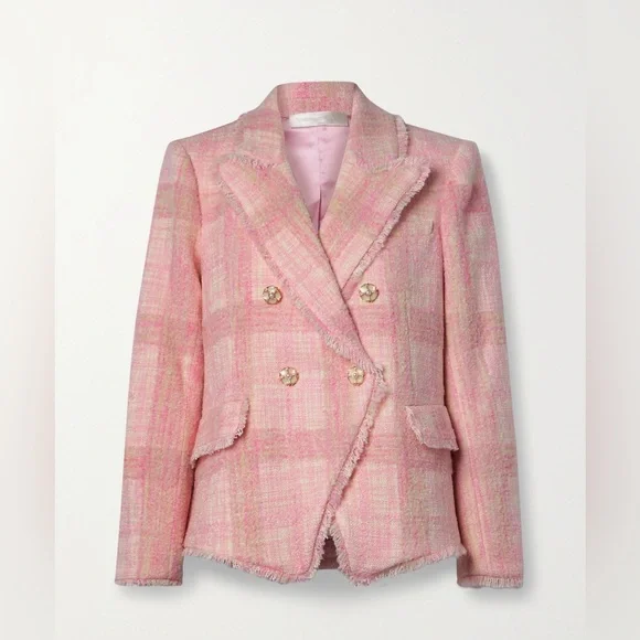 NWT $645 LoveShackFancy Denison Tweed Double-Breasted Blazer